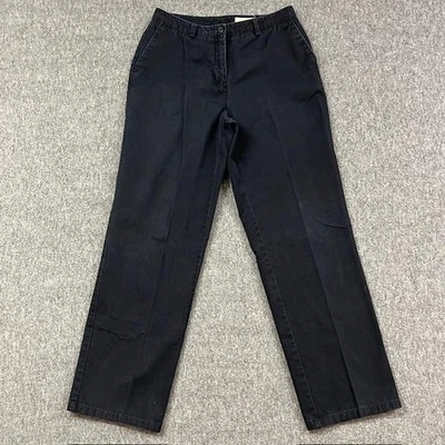 Eddie Bauer Pants Womens 8 Black Cotton Chino Straight Leg Casual Twill Classic - Image 1 of 4