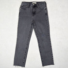 Madewell Perfect Vintage Jeans Womens 26 Black High Rise Crop Distressed Raw Hem