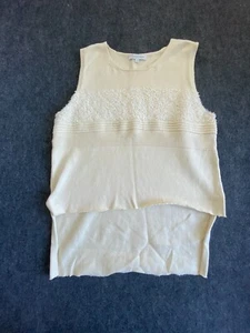 Veronika Maine JUMPER Women's Large Biege Sleeveless Knit Top Vest Winter sz L - Picture 1 of 13