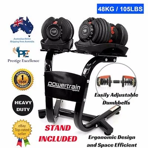 Adjustable Dumbbell Stand Set Home Gym Weight Exercise Fitness 48KG Equipment - Picture 1 of 12