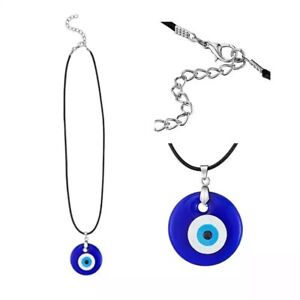 Lucky Evil Eye Pendant Necklace Leather Rope Women Men Turkish Amulet Jewelry