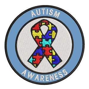 Puzzle Autism Awareness Support Ribbon Patch 3.5" Embroidered Iron-On Applique - Picture 1 of 12