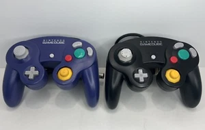 2 Nintendo GameCube Controllers. Indigo Purple And Black OEM - Picture 1 of 8