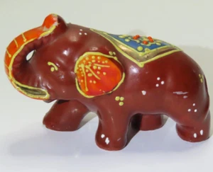 Vintage Miniature Ceramic Hand Painted Elephant Figurine Japan 2-7/8" x 1-7/8" T - Picture 1 of 9