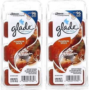 Glade Wax Melts Refills, Pumpkin Spice, 6 Count - 2.3 Oz / 66g x 2 Pack (12 Melt