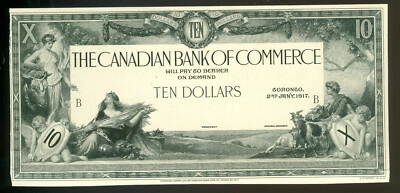 1917 CANADA BANK OF COMERCE $10 CAT#16-2-06 SPECIMEN PROOF CREASE BOTTOM * - Image 1 of 2