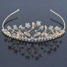 Delicate Bridal/ Wedding/ Prom Gold Plated Austrian Crystal Floral Tiara