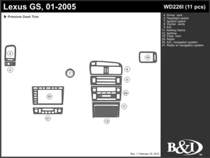 LEXUS GS 2001 2002 2003 2004 2005 DASH TRIM KIT i - Picture 1 of 1