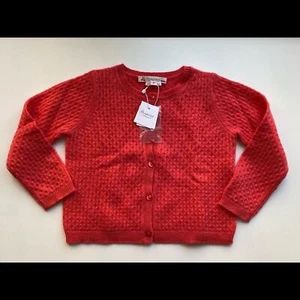 NWT Authentic BONPOINT Red Cashmere Cardigan - Size 2 Years - Picture 1 of 4