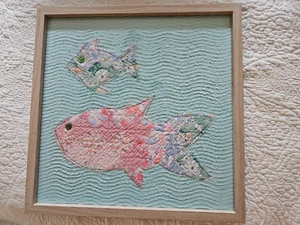 Beach Wall Art Seashore Wall Art Vintage Textile Beach Collage Beach Fish Art - Picture 1 of 5