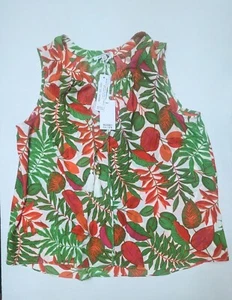 Rose + Olive Bluse Damen Schlitz Träger Ausschnitt Ärmellos Blumenmuster Größe 1X Brandneu - Bild 1 von 5