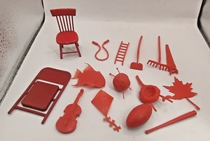 Vintage Houghton Mifflin Plastica Play Set Pronti a Leggere Lotto di 15 Rosso - Foto 1 di 10