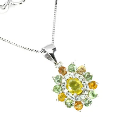 925 Sterling Silver Necklace Oval Yellow Sapphire 5x4mm Gemstone Jewelry - Image 1 of 4