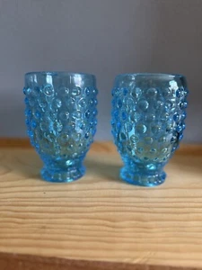 Vintage Tiara Indiana Glass Blue Hobnail Tumblers 2 - Picture 1 of 3