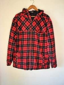 OUTRAK Mens Black Red White Check Quilted Lining Jacket Pockets Sz L - Picture 1 of 12