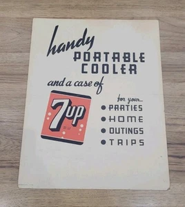 Vintage 1948 7Up Cardboard Sign Portable Cooler Advertisement Seven-Up - Picture 1 of 7