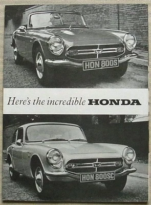 HONDA S800 ROADSTER & COUPE Car Sales Leaflet Brochure c1968 - Image 1 of 3