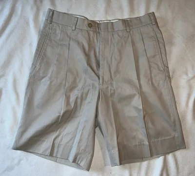 Vtg Maus & Hoffman Tailored Pleated Sea Island Cotton Beige/Tan Bermuda Shorts - Image 1 of 4