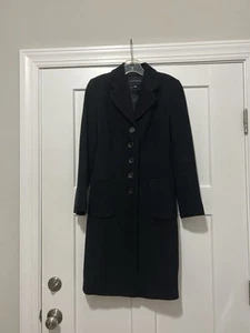 Vintage Banana Republic Women’s Wool Cotton Blend Black Coat Overcoat Size XS - Picture 1 of 7