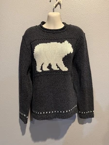 Damenpullover COTTON COUNTRY grau/elfenbein Bär Fischerpullover Größe M - Bild 1 von 6