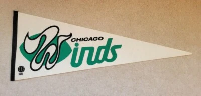 1975 Chicago Winds WFL Football Full Size Pennant Plus 4 Logo Glasses w Schedule - Image 1 of 4