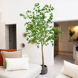 8’ Artificial Maple Tree with Real Touch Leaves Home Decor. Retail $324 - Picture 1 of 4