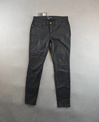 Pantalones de mezclilla encerados Eileen Fisher 10 negros 100 % algodón orgánico ajustados nuevos con etiquetas Foto 1 de 4