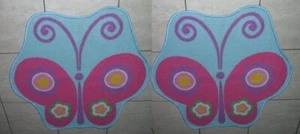 2X NEW BUTTERFLY FLOWER SHAPED RUBBER BACKED KIDS PLAY MAT/RUG 80X80CM - Picture 1 of 4