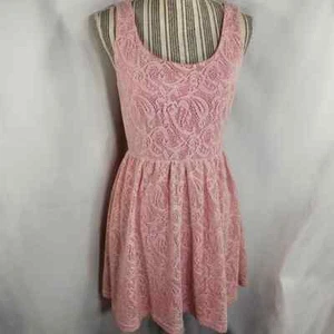 Charlotte Russe Pink Sleeveless V Back Lace Dress Size Large - Picture 1 of 9