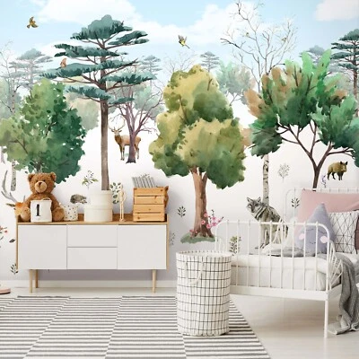 Nursery WALLPAPER mural 312x219 cm Forest Animals feature photo mural Baby room - Image 1 of 4