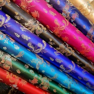 Oriental Chinese Dragon Brocade Material Satin Dress Quilting Fabric 36" Meter - Picture 1 of 36