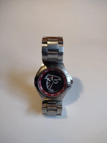 Atlanta Falcons Logoart Mens Wristwatch Silver Metal Band NFL Needs Battery Cover