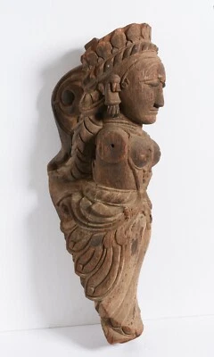 22" Antique India Gujarat wood carving Female figure. Architectural Corbel. - Image 1 of 4