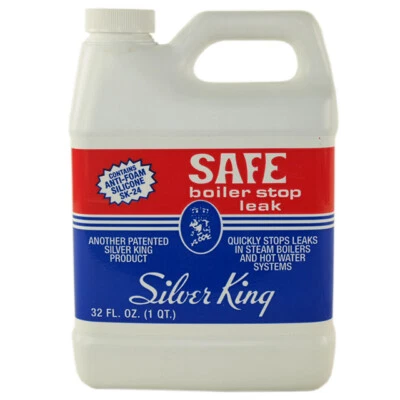 Silver King 1 Quart SAFE LIQUID BOILER STOP LEAK With Anti-Foam Silicone SK-24