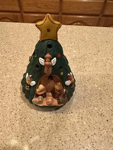 Peruvian Nativity Scene Folk Art Artisan Terra Cotta Clay Christmas Tree 7" - Picture 1 of 14