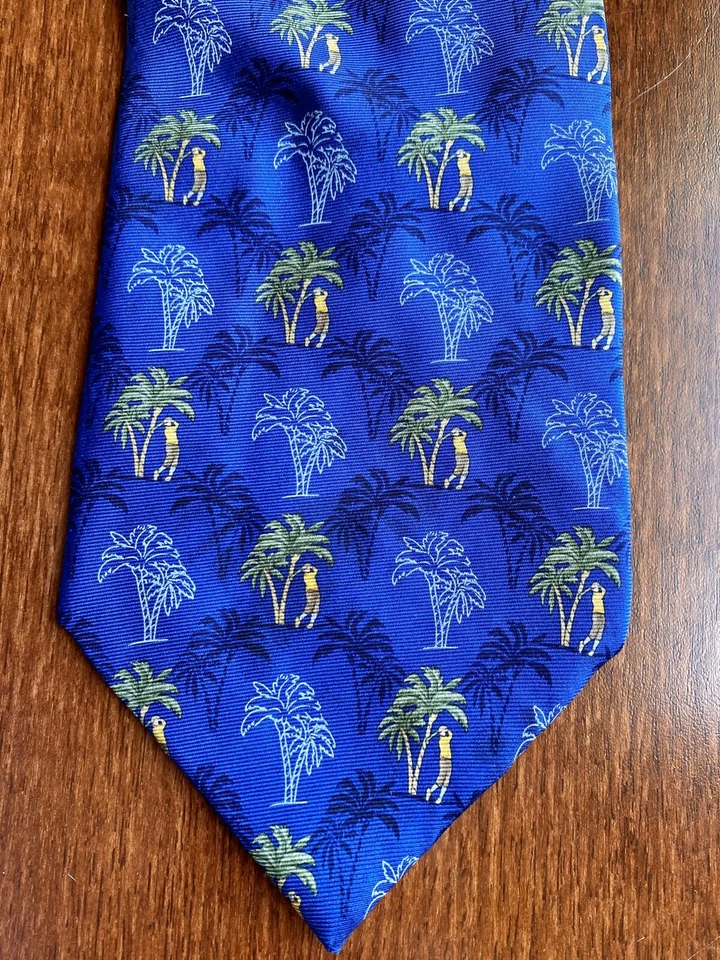 Corbata de golf para hombre azul seda 60 pulgadas de largo golfista golfista bajo palmeras Foto 1 de 4