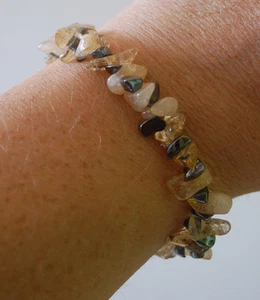 HAEMATITE & CITRINE CRYSTAL HEALING CHIP BEAD BRACELET+ FREE CITRINE TUMBLESTONE - Picture 1 of 4