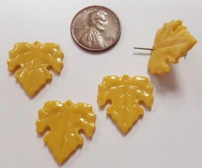 12 HOJAS DE ARCE AMARILLO VINTAGE 20mm. DIJES DE CUENTAS COLGANTES ACRÍLICOS GRABADOS N154 Foto 1 de 2