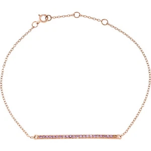 Pulsera genuina de zafiro rosa de 8" en oro rosa 14K - Imagen 1 de 1