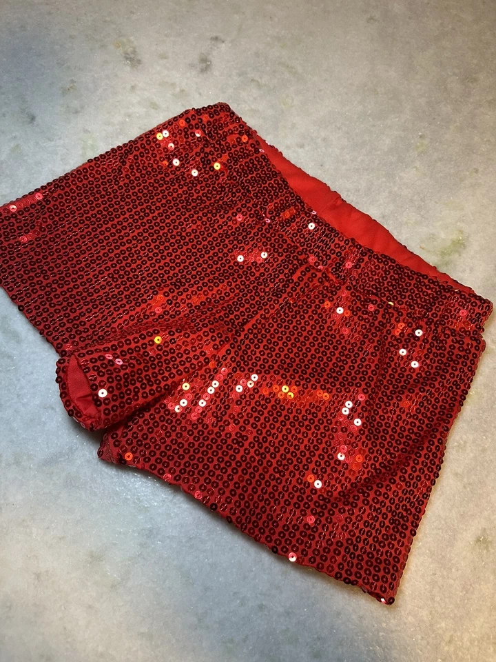 Shorts sexy SPIRIT HALLOWEEN feminino tamanho grande pequeno lantejoulas vermelhas diabo chifres - Imagem 1 de 1