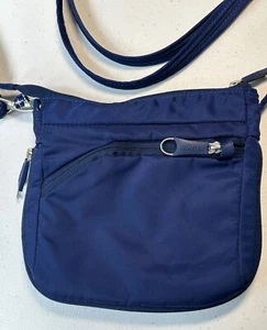 Pacsafe Ebags Midnight Blue RFID Nylon Anti theft Mini Crossbody Bag Locking Zip - Picture 1 of 17