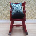 1/12th Scale Dolls House Rocking Chair: Hand Embroidered Cushion & Blue Seat Pad