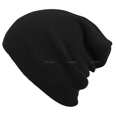 Solid Plain Slouchy Knit Beanie Hat Ski Skull Winter Men Women Cuff Cap Baggy CF - Image 1 of 3