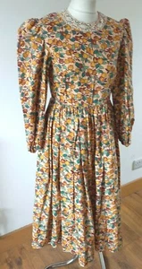 Vintage 70s Prairie Dress Women’s Floral Midi Dress Lace Collar Fit 10 12 UK - Picture 1 of 7