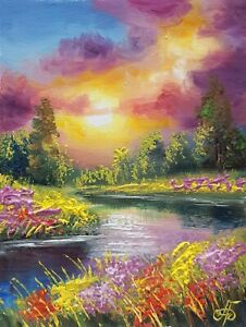 Summer Morning Poetry, Original Oil Painting Signed Ukraine Artist Landscape