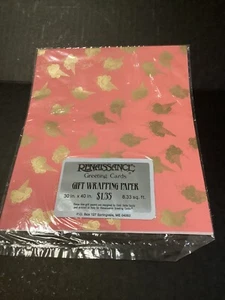 Vintage wrapping paper Renaissance greeting cards pink gold ice cream 30 x 40 - Picture 1 of 5