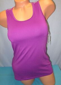 GAIAM~XS 0 2~44-00004~Purple Floral Strength Keyhole Yoga Tank Shirt