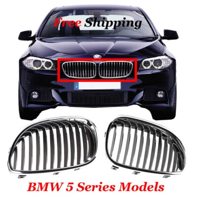 For 2006-2010 Driver & Passenger Side Chrome Grille Set BMW 5 Series Models Foto 1 de 4