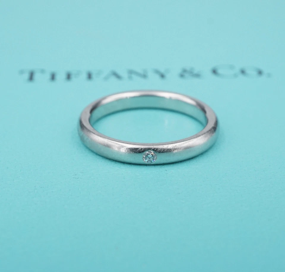 Anillo de boda Tiffany & Co. Elsa Peretti platino diamante talla 6 2,7 mm RG4223 Foto 1 de 4