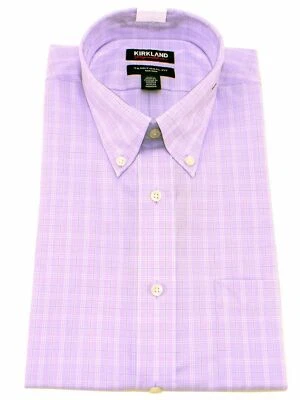 Kirkland Signature Non Iron Dress Shirt, Plaid, Lavender, 17 x 34/35 - Image 1 of 2